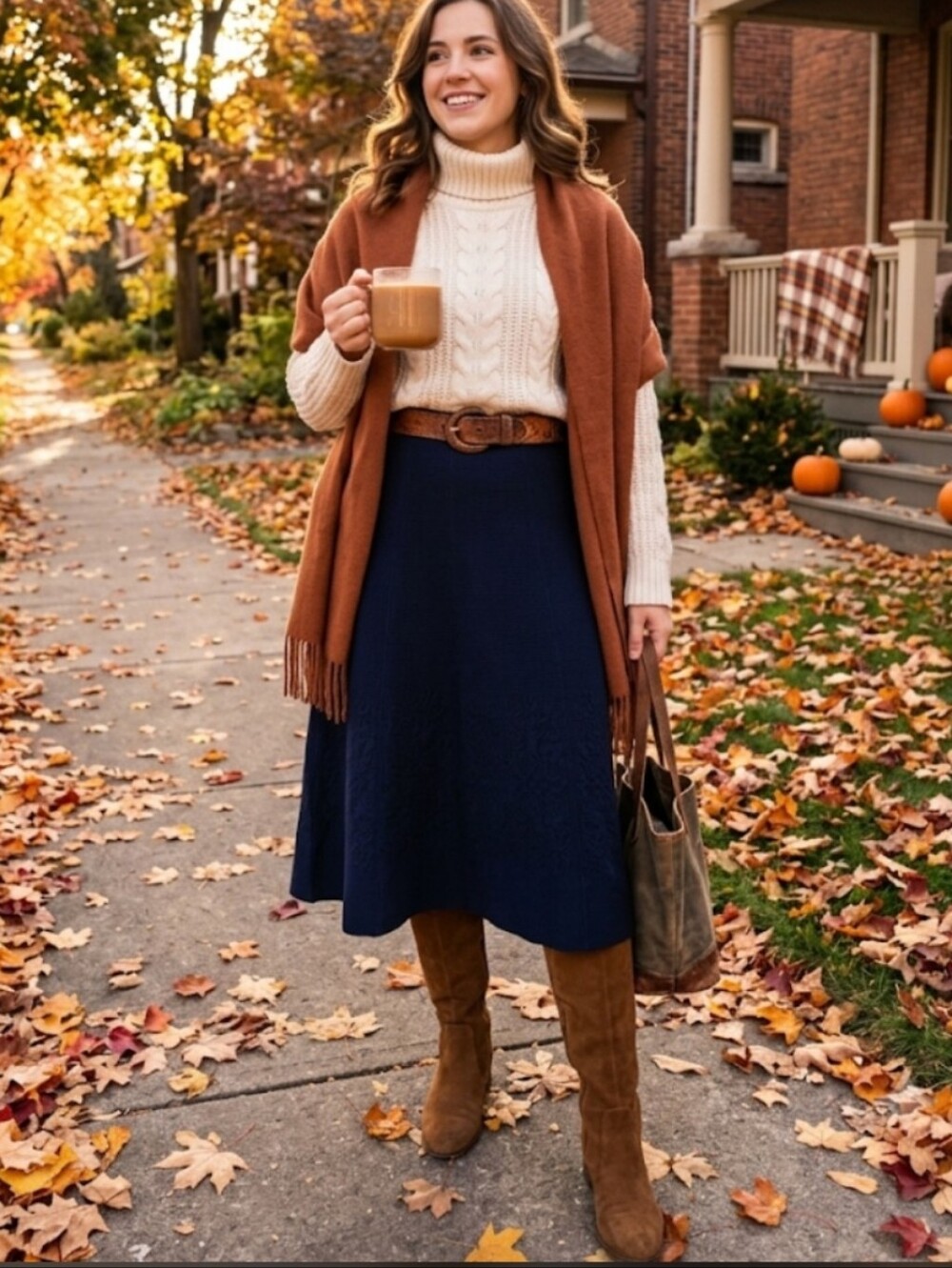 Anthropologie Maeve Maria Embroidered A-Line Knit Midi Skirt Navy Blue Sz Small